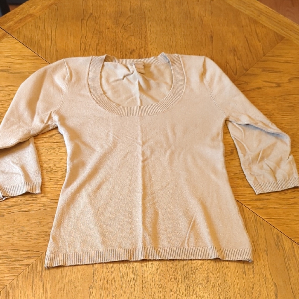 Y2K Tan Scoop Neck Knit Sweater